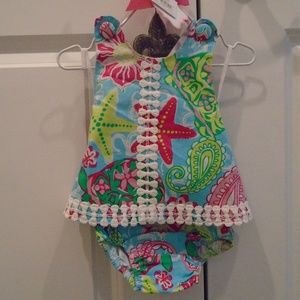 *BNWT* Mudpie pinafore+bloomer set + HAT